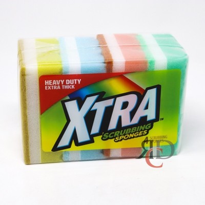 XTRA CELLULOSE SPONGE W/ HEAVY DUTY SCRUBBER 4CT